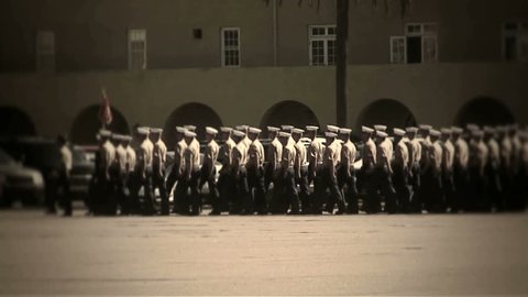 MCRD San Diego, CA - Marching (right to left of frame)