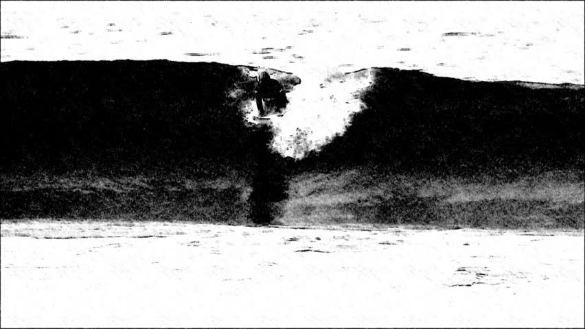 Surfer bails on wave (stylized) | Shutterstock HD Video #1424995