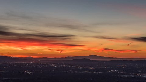 Sunrise time lapse in Los Angeles, California.  Shot from Rocky Peak above the San Fernando Valley.  