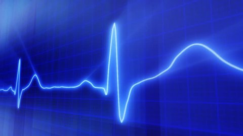 seamless loop blue background EKG electrocardiogram pulse real waveform