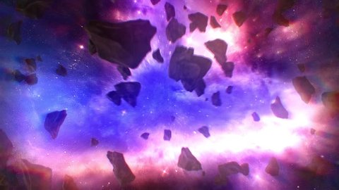 Meteorites in Space & Glow Energy / Meteorites Space Glow Energy / An animation of meteorites flying in space with glow and energy feel - look