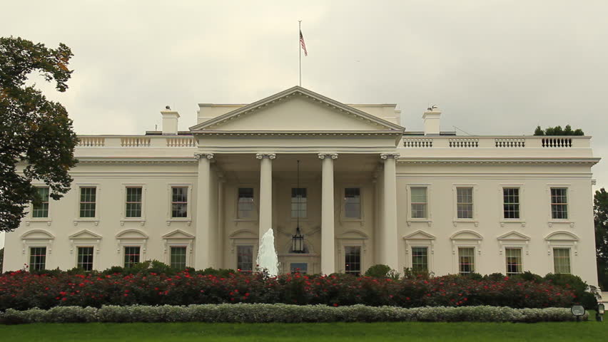 The White House in Washington D.C. as seen from the North side on an overcast