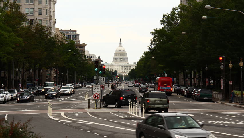 WASHINGTON D.C. - CIRCA SEPTEMBER 2011: (Timelapse View) Hazy afternoon view of
