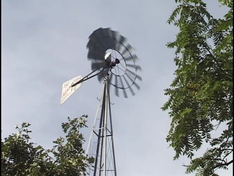 windmill through trees
