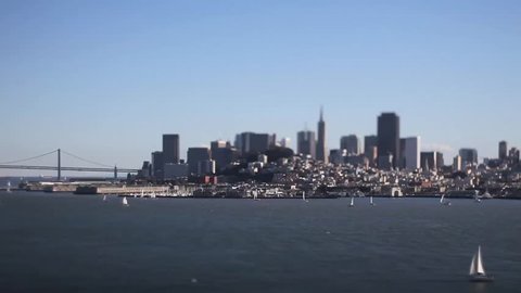 San Francisco Skyline and Boats Tilt Shift Timelapse