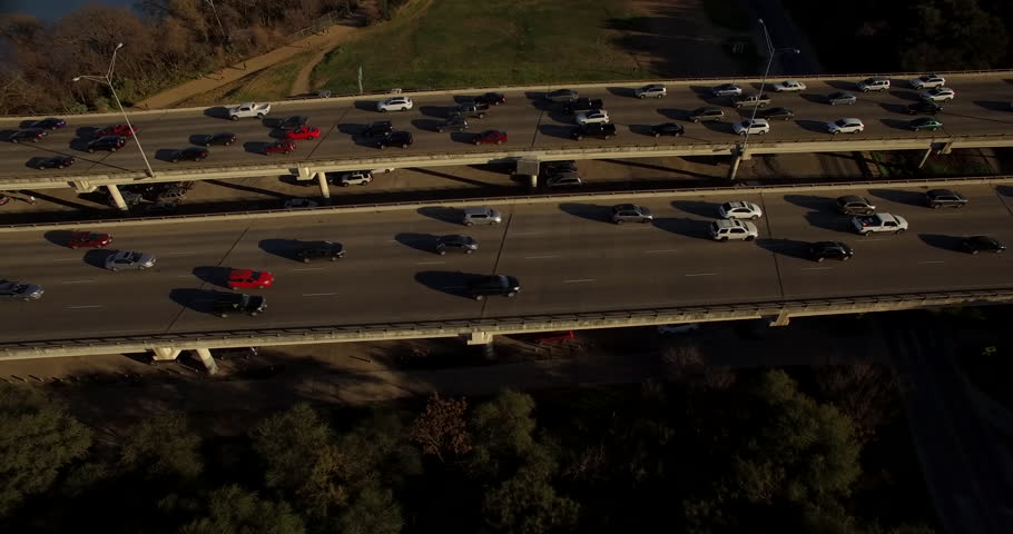 The camera starts over Austin, Texas