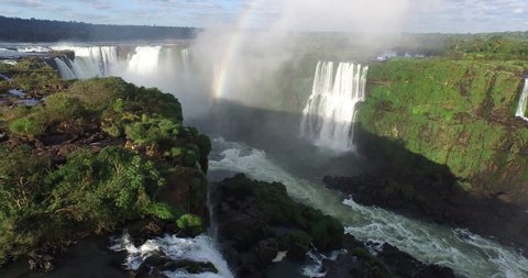 Jun,2015 - Misiones Province, Argentina/Parana State, Brazil: drone aerial shot of the Iguazu Falls which borders Misiones Province, Argentina/Parana State, Brazil
