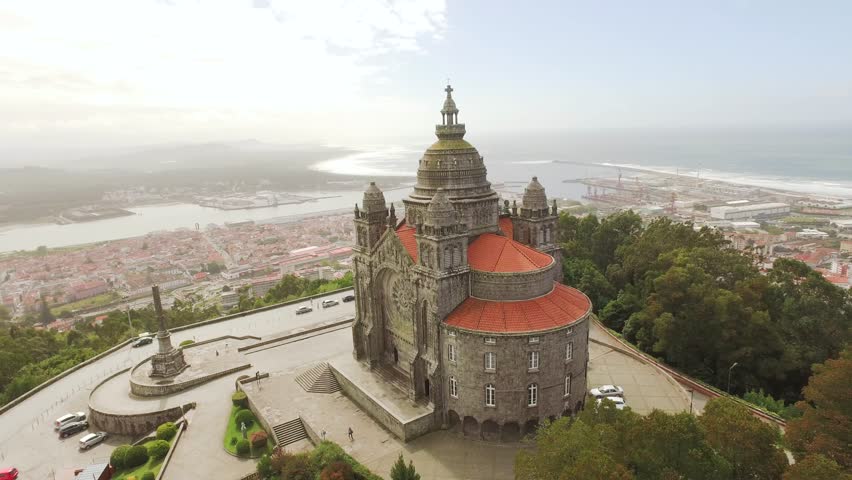 Aerial View Santa Luzia Church Drone Portugal Travel