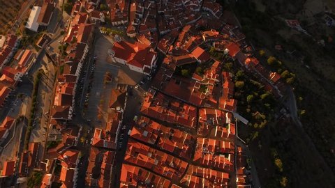 Aerial Cityscape Roof Drone Dwelling City Footage Residential Portugal Famous Europe Travel Landmark Crowded 4K Dusk