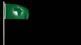 African Union flag waving in the wind with PNG alpha channel for easy project implementation