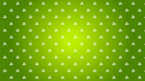 St. Patricks Day green pattern with shamrocks clover. Seamless looping. Video animation HD 1920x1080