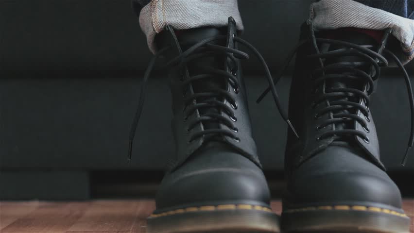 Tying Boots Royalty-Free Stock Footage #14340727
