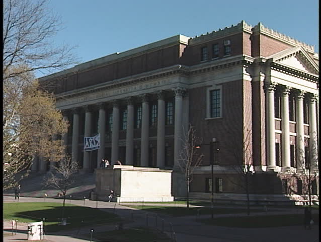 The Widener Library adorns the campus at Harvard University.
