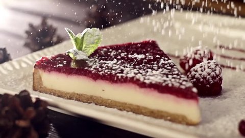 Cake and powder in slow motion