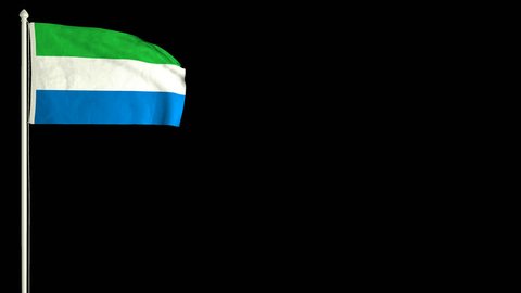 Sierra Leonean flag waving in the wind with PNG alpha channel for easy project implementation