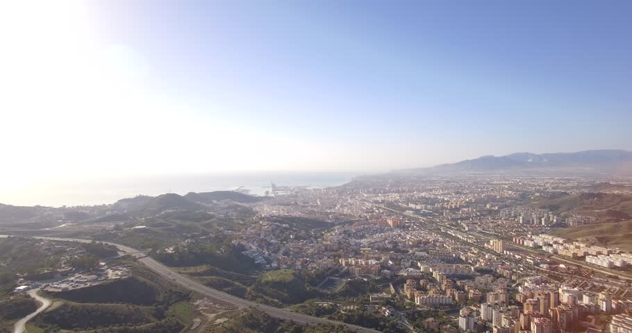 4K Aerial, Cityscape Malaga, Andalusia, Spain - native material, no recompression Royalty-Free Stock Footage #14397505