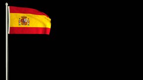 Spanish flag waving in the wind with PNG alpha channel for easy project implementation