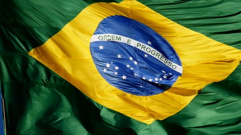 Brazilian Flag waving - Slow - Brazil. Olympic Games, Rio de Janeiro