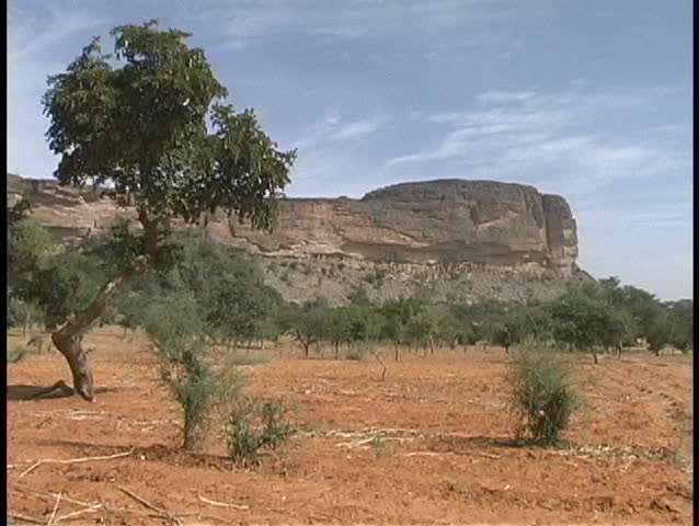 The camera zooms in on the Tellem Ruins in Mali,  Africa.