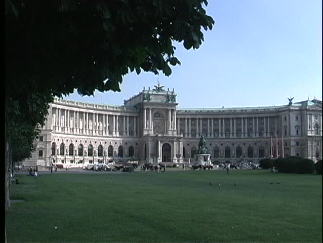 A medium shot of the residence of the President of Austria, the Vienna Hofburg Palace, in Austria.
