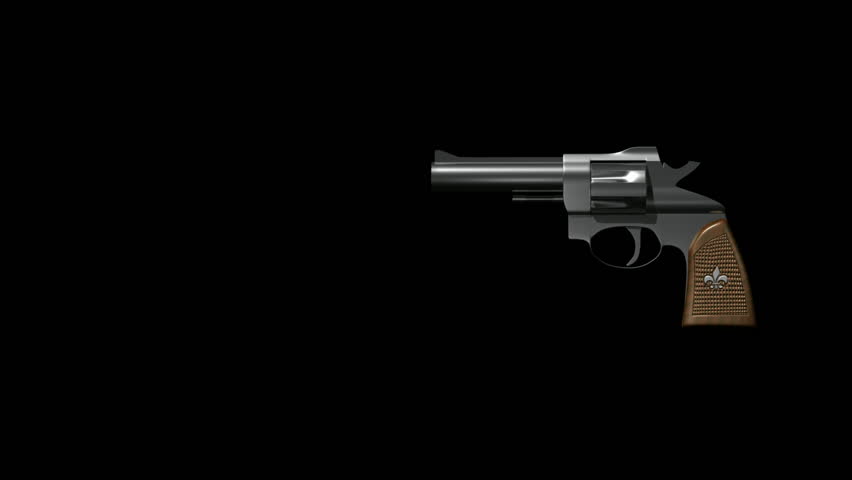 Revolver shooting bullet.  HD 1080i. 3D animation.