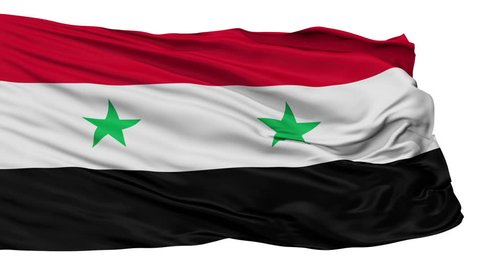 Syria Flag Realistic Animation Isolated on White Seamless Loop - 10 Seconds Long (Alpha Channel is Included)