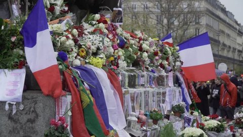 Paris terror attacks - Shrine place de la République
Shrine and flowers on place de la République after Paris terror attacks on November 13, 2015