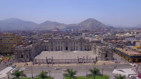 Flight over Main Square, Lima Stockvideó