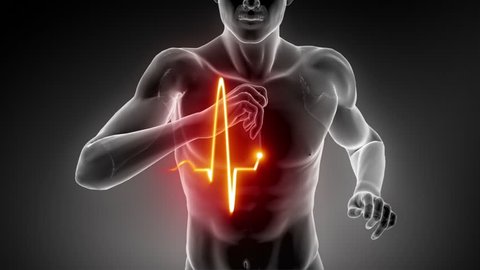 Running man with heart pulse trace