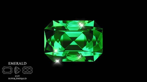 Emerald (ior 1.6) gemstone, loop with matte, cut: Super Emerald: film stockowy