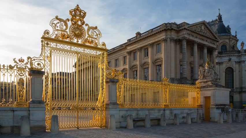 PARIS - MAY 2015: The golden gate to the Palace of Versailles