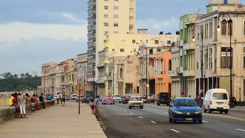 Cuba, Havana, Centro Habana, the Malecon, classic 1950