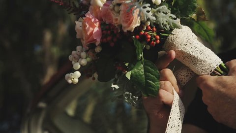 Florist Making Beautiful Wedding Bouquet