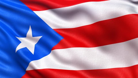 Realistic flag of Puerto Rico waving in the wind. Seamless loop with highly detailed fabric texture. Loop ready in 4K resolution. 