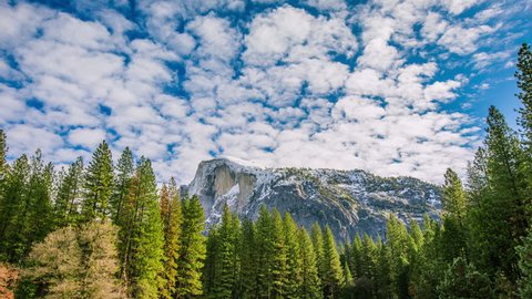 Time Lapse - Beautiful Clouds Moving Over Half Dome, Yosemite National Park
