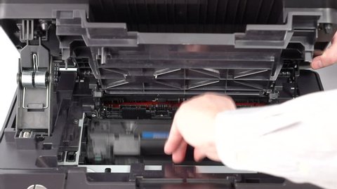 Toner cartridge replacement in laser printer