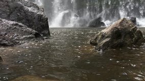 4K UHD video of beautiful tropical waterfall at Phnom Koulen national park, Siem Reap, Cambodia