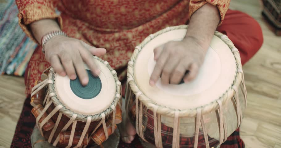 4k, Close-up of man playing the tabla drum Royalty-Free Stock Footage #14496082