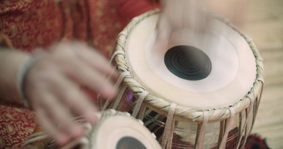 4k, Close-up of man playing the tabla drum Royalty-Free Stock Footage #14496085