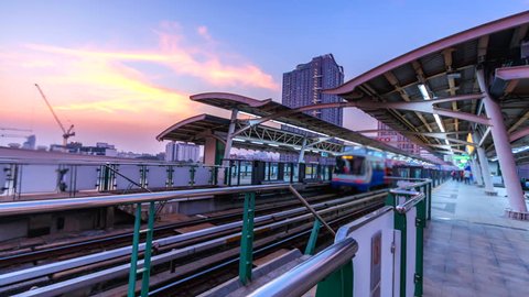 4k. Time lapse view  train station  BTS station of Bangkok Asia Thailand