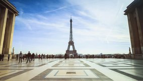 Beautiful 4K UHD timelapse of the Trocadero square in Paris, France