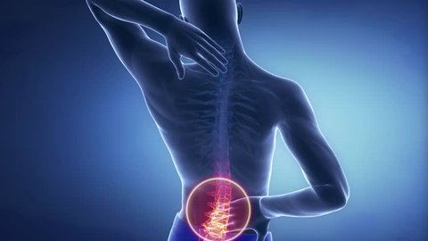 Male sacral backbone pain - spine hurt concept