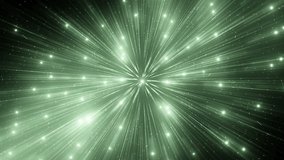Abstract green background with rays.Animation gold background with lens flare rays with stars. Explosion star