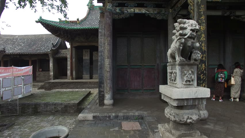 Aerial of Chinese ancient architecture, in shanxi province, pingyao old city