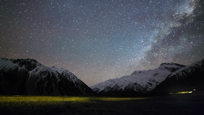 Milky Way Above Snow Peak Mountain, Mount Cook National Park, New Zealand