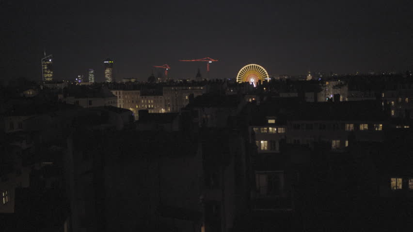 night view in Lyon France