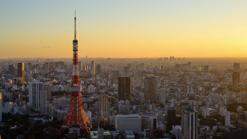 Tokyo, Japan cityscape time lapse at Tokyo Tower. Royalty-Free Stock Footage #14537821