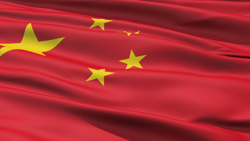 Realistic 3d seamless looping China flag waving in the wind.