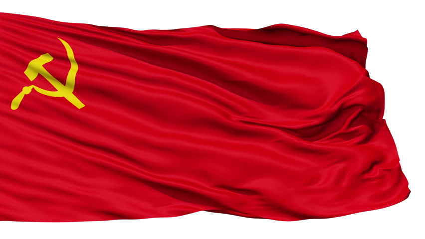 Realistic 3d seamless looping USSR national flag waving in the wind.