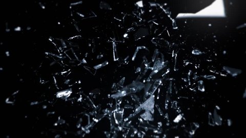High speed camera shot of shattering glass, isolated on a black background. Can be pre-matted for your video footage by using the command Frame Blending - Multiply.